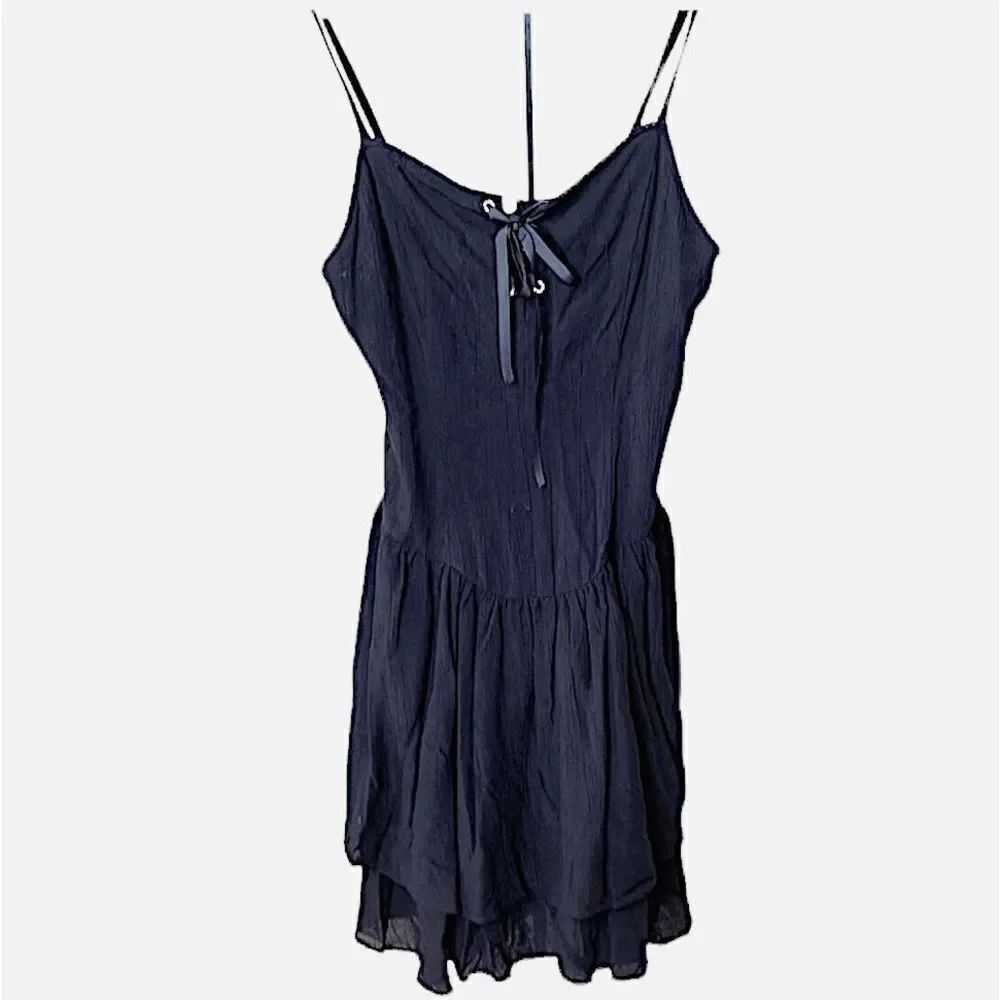 Hot Topic Tiered Ruffle Mini Dress Velvet Tie Front Nwot Size Medium